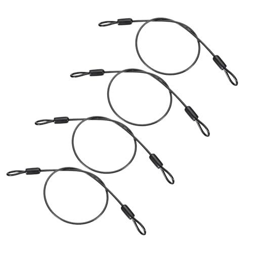PATIKIL 1/8" Dia Vinyl Coated Stainless Steel Cable with Loops, 4 Pcs 1.6ft (20") Flexible Wire Rope Security Chain Lanyard Lock for Outdoor Stage Lighting Luggage Lock, Black - color: Black, size: 1/8"x1.6 ft