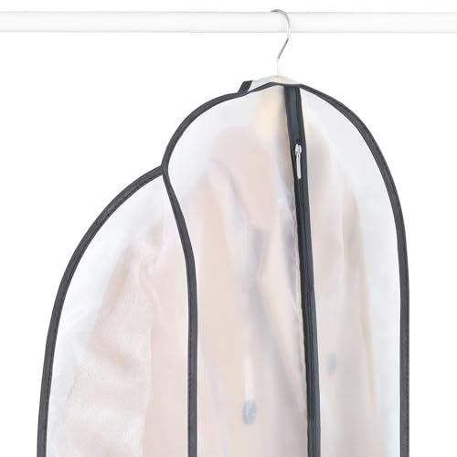 Zilink Garment Bags for Leather Coat Suit Bags for Closet Storage 43 in | 7 in Gussted, Wrinkle Free, Breathable, Silky Suit Dust Covers for Hanging Clothes for Leather Clothing Fur Coat Dress, 4Pack - size: 43"-4pcs