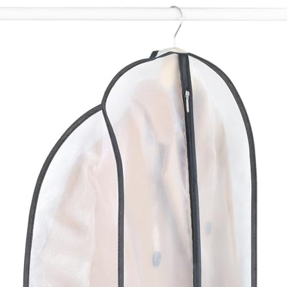 Zilink Garment Bags for Leather Coat Suit Bags for Closet Storage 43 in | 7 in Gussted, Wrinkle Free, Breathable, Silky Suit Dust Covers for Hanging Clothes for Leather Clothing Fur Coat Dress, 4Pack - size: 43"-4pcs