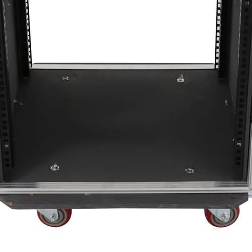 14U PA DJ Rack/Road ATA Case, Network & Stereo Rack with Slant Mixer Tops, Heavy-Duty DJ Work Table Rolling Studio Equipment Cabinet, Amplifier Mixer Storage Stand for Pro Tour Grade, Live Sound - size: 14U