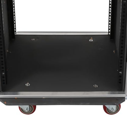 14U PA DJ Rack/Road ATA Case, Network & Stereo Rack with Slant Mixer Tops, Heavy-Duty DJ Work Table Rolling Studio Equipment Cabinet, Amplifier Mixer Storage Stand for Pro Tour Grade, Live Sound - size: 14U