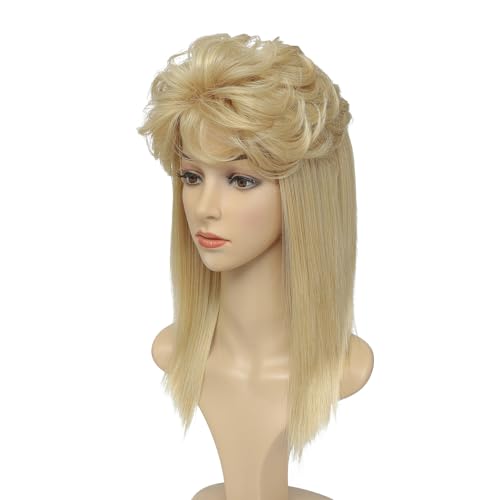 Adequate Women's Mullet Wig 80s 90s Costumes Fancy Party wig Joe Dirt Emo Halloween Cosplay Wigs (light blonde) - color: B-Light Blonde