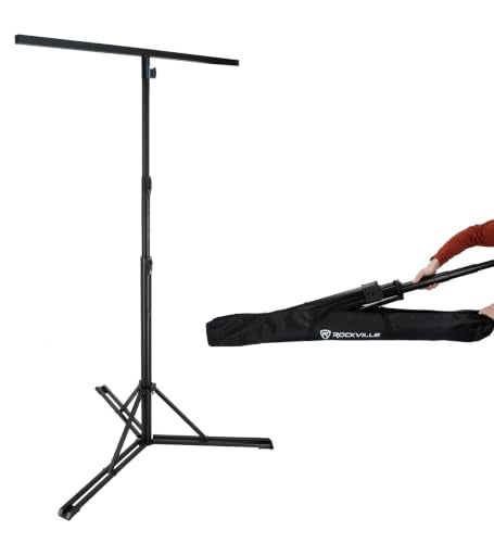 Rockville RLS5 11.5 Ft Metal Lighting T-Bar Stand, Flat-Base Legs - size: 11.5ft with T-Bar