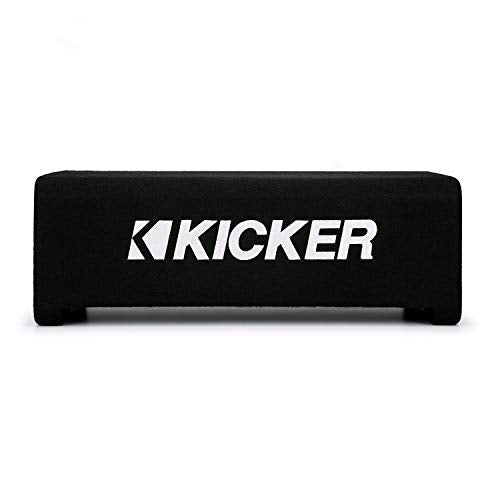 Kicker 48CDF104 Comp 10" Subwoofer Down-Firing Enclosure 4 Ohm (Renewed) | Loaded 10 inch sub and box combo ready to wire, floor-facing bass output, fits trunks and cargo areas, simple amp hookup