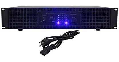 Rockville RSG10 10" PA Speaker Pair DJ Bundle with AX1200 Amplifier, Stands | 800W Peak / 300W RMS Total, 1200W 2-Channel Amp, RVSS2 Tripod Stands, 2 RSB17 Speakon Cables, Carry Case, 7-Items