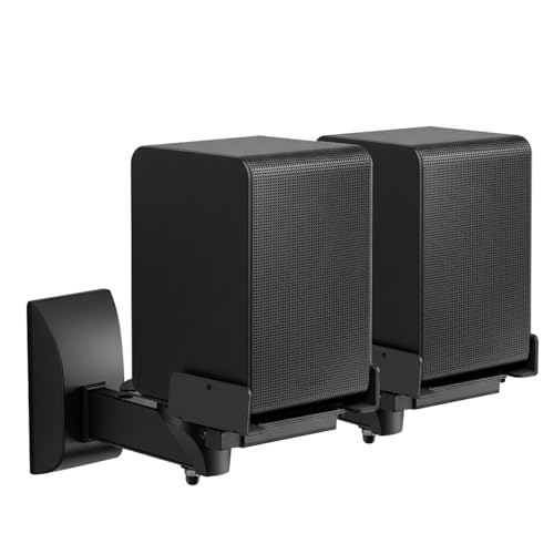 TNP Bookshelf Speaker Wall Mounts, Dual Side Clamps, 55 lb, 2 Pack, Black - color: Black