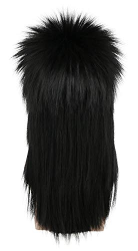 karlery Men Women Long Straight Black Wig 70s 80s Heavy Metal Rocker - color: Black