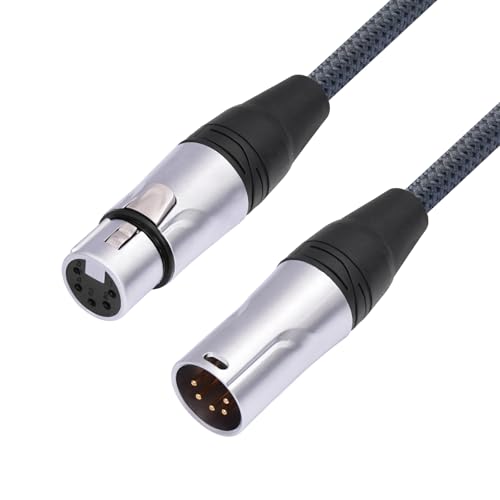 1FT 5Pin XLR Male to Female DMX512 Cable,DMX-512 XLR 5 Pin Male to 5 Pin Female DMX Lighting Cable 5Pin DMX Male to female-2Pack - size: 1Feet