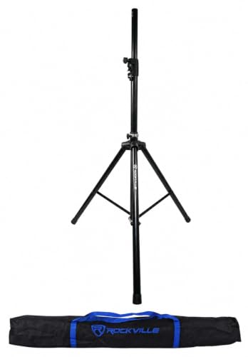 Rockville RVSS4A DJ PA Tripod Stand, Hydraulic Air Auto-Lift/Lower, Bag | Hydraulic Air-Lift/Lower, 42"-79" Height, 154-lb Capacity, Tripod DJ PA Stand, Heavy-Duty Zippered RVSS4A Carry Bag, 2-Items