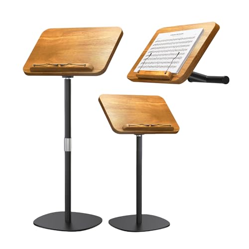 2-in-1 Dual-Use Music Stand & Tabletop Stand, 16.5"–51" Height Adjustable - color: Rubberwood Effect, size: Non-wheeled