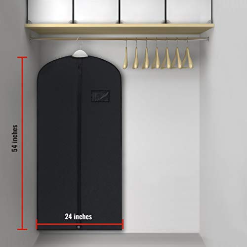 PLX Black Garment Bags for Hanging Clothes Suit Travel Clothing Storage | Closet Organizer for Dresses and Coats Protection, Long Cover with Zipper for Men and Womens Shirts, Fur Coat, Dance Costumes - size: 5 pack black: (2) 54” x 24” & (3) 40” x 24"