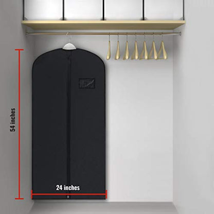 PLX Black Garment Bags for Hanging Clothes Suit Travel Clothing Storage | Closet Organizer for Dresses and Coats Protection, Long Cover with Zipper for Men and Womens Shirts, Fur Coat, Dance Costumes - size: 5 pack black: (2) 54” x 24” & (3) 40” x 24"