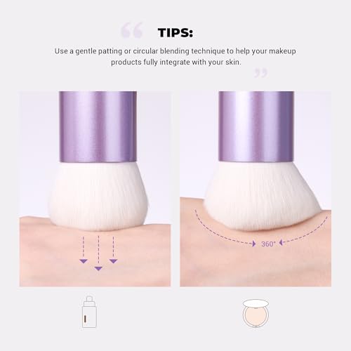 Jessup Large Foundation Brush, Dense Ultra-Soft Kabuki Makeup Brush AS004 | Cruelty-free, High-Density Synthetic Fibers, Liquid, Cream & Powder, Blush & Contour, Seamless Blending, Even Natural Finish - color: AC-Purple