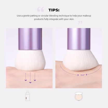 Jessup Large Foundation Brush, Dense Ultra-Soft Kabuki Makeup Brush AS004 | Cruelty-free, High-Density Synthetic Fibers, Liquid, Cream & Powder, Blush & Contour, Seamless Blending, Even Natural Finish - color: AC-Purple