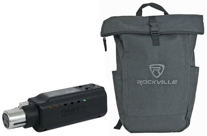 Audiosavings DJ Lighting Control Bundle with D-Fi XLR RX Rechargeable Wireless DMX Receiver, Plugs Directly into XLR, Free Rockville RPAK Backpack Padded Laptop Pocket (2 Items)
