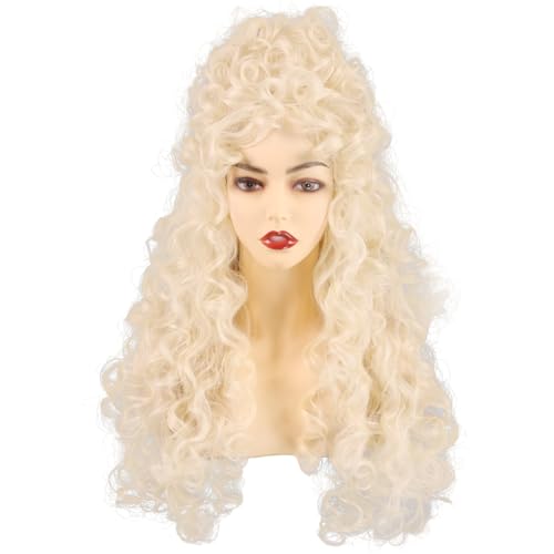 Long Curly Fluffy Cosplay Wig for Women Heat-Resistant Synthetic Fiber Hair Wig for Adult Halloween (Blonde) - color: Blonde