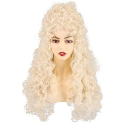 Long Curly Fluffy Cosplay Wig for Women Heat-Resistant Synthetic Fiber Hair Wig for Adult Halloween (Blonde) - color: Blonde