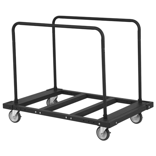 VEVOR Folding Table Cart, Heavy Duty Table Trolley with 5" Swivel Wheels, 1800 LBS Drywall Dolly Cart for Garage, Home, Warehouse, Party Event Hotel Furniture 10 Table Capacity | 1800 LBS Steel Drywall Dolly Cart for Garage, Home, Warehouse, Party Event H