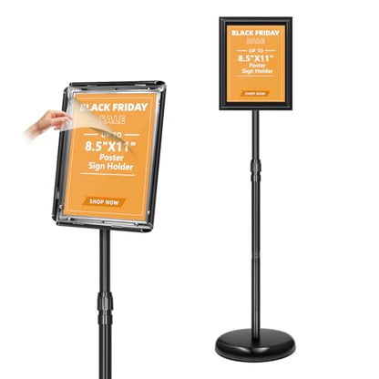 1 Pack Sign Holder Stand 8.5x11 inch, Height Adjustable Floor Standing Signage Stand with 360° Rotated Frame, Outdoor Indoor Poster Stand with Base for Business, advertising, Malls - size: Sign Holder Stand 8.5x11 - 1Pack