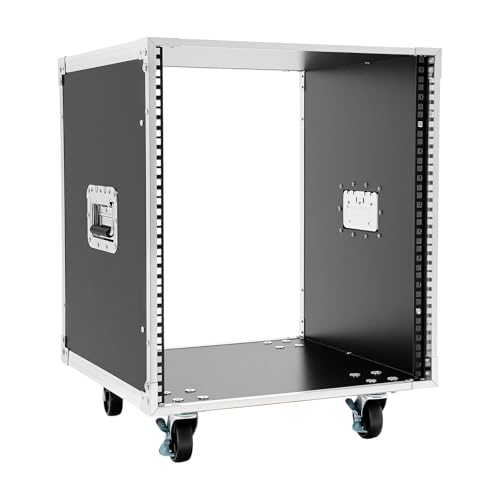 12U AV Rack Cabinet with Caster Wheels, Rolling Network Equipment Rack with Built-in Handles, 19 Inch Audio Video Rack Mount Cabinet for Studio, Telecom and Equipment Setup