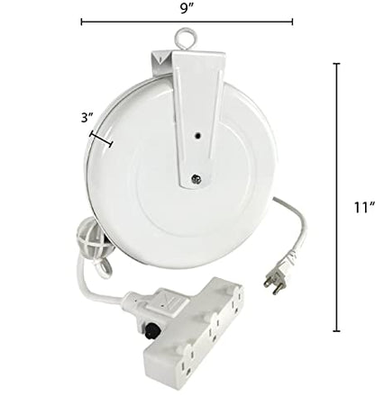 Alert ProReel 5000A-31GF-CB Heavy-Duty Retractable Extension Cord Reel | 30' - 16/3 SJTW Retracting Cord | Tri-Tap Grounded Outlet with Power Light | 10amp Circuit Breaker