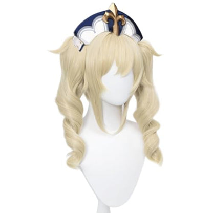 Blonde Double Curly Ponytail Cosplay Wig Heat Resistan Synthetic Fiber Hairs for Uniex Adult Halloween Christmas Cos Anime Party Replacement Wigs - color: Blonde Double Curly Ponytail