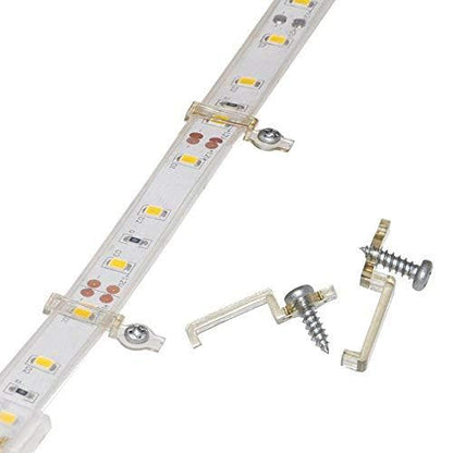 Griver 100 Pack Strip Light Mounting Brackets,Fixing Clips,One-Side Fixing,100 Screws Included (Ideal for 12mm Wide IP68 Silicone Cover Strips) - style: For 12mm Wide IP68 Silicone Cover Strips