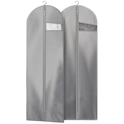Lazebox Garment Bags for Travel and Closet Storage with Zipper, 65'' Long Dress Bag for Gowns Long - size: 65inch-2 packs-Gray