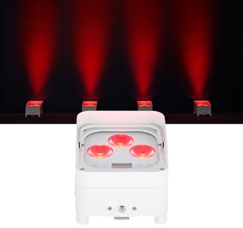 Rockville Wet PAR 50 White DJ Light with 2.4Ghz Wireless DMX, 2-Pack | 24-Hour Rechargeable Battery, RGBWA+UV LEDs, RF Remote, IP64 Waterproof, 3/4/6/10-Channel Modes