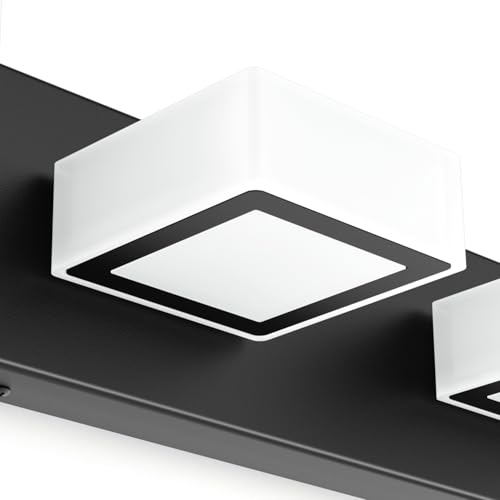 Ralbay Black Bathroom Vanity Lights 24inch Metal Acrylic LED Modern Bathroom Wall Lighting Fixtures Over Mirror Matte Black (White Light 6000K, Non-dimmable) - color: Black-White light, size: 24 inch