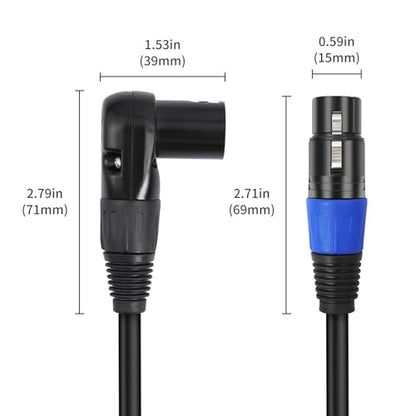 Right Angle XLR Cable 6FT, 2Pack, Black, Straight Female to 90 Degree Male Microphone Cable Cord, 3Pin XLR Adapter for Sound Devices Mixer Recorder - size: 6FT, style: R/A Male to ST FM
