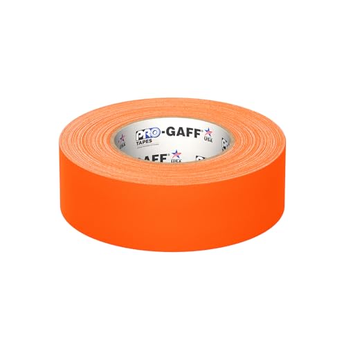 2" Pro Gaff Gaffers Tape 50 yards length fluorescent orange matte. Premium Heavy-Duty Gaffers Tape trusted by professional Gaffers. Made in the USA. Holds Tight, Easy to remove. (Pack of 24)