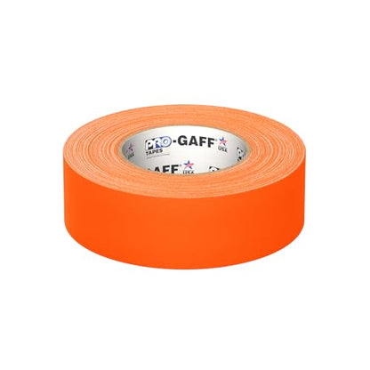 2" Pro Gaff Gaffers Tape 50 yards length fluorescent orange matte. Premium Heavy-Duty Gaffers Tape trusted by professional Gaffers. Made in the USA. Holds Tight, Easy to remove. (Pack of 24)
