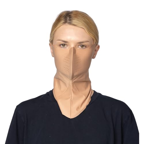 Korean UPF 50+ UV Sun Protection Face Mask – Cooling Breathable Neck Cover for Golf, Fishing, Hiking – Made in Korea - color: Beige, size: Large