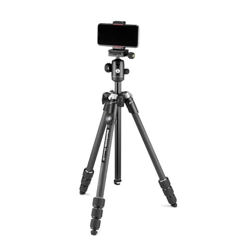 Manfrotto Element MII Mobile Bluetooth MKELMII4BMB-BH, Lightweight Aluminium Travel Tripod, with Carry Bag, Arca-Compatible Ball Head, Load up 8kg, for DSLRs, CSCs, Compact Cameras and Smartphones - style: 4 Sections Alu Mobile