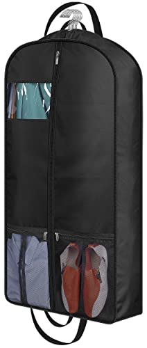 MISSLO 43" Heavy Duty Garment Bags for Travel 6" Gusseted Suit Bags for Closet Storage 4 Handles Hanging Clothes Bag with Pocket Mens Suit Cover for Shirts, Coats, Dresses - size: 43 inch