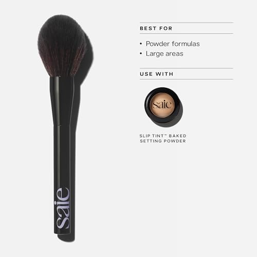 Saie All-Over Powder Makeup Brush - Large, Tapered, & Fluffy Setting Powder Brush for Lightweight, Effortless Application - Ultra-Soft, Cruelty-Free & Vegan Face Makeup Brushes (1 Count) - style: Powder Brush