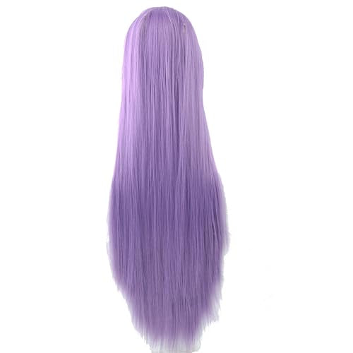 80cm Long Straight Natural Hair Cosplay Wigs with Bangs Colorful Halloween Costume Party Wig for Women (Purple) - color: Purple