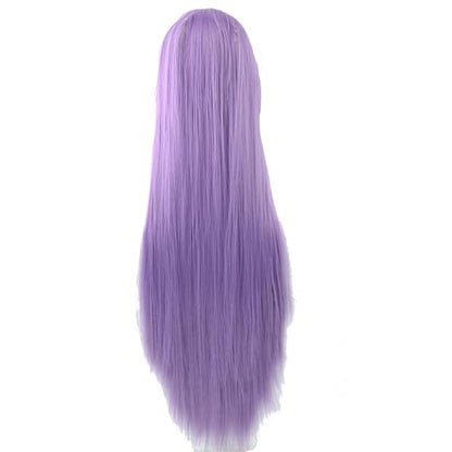 80cm Long Straight Natural Hair Cosplay Wigs with Bangs Colorful Halloween Costume Party Wig for Women (Purple) - color: Purple