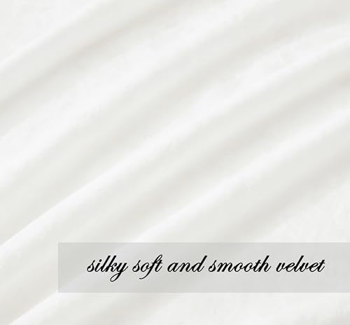 Chezmoi Collection Lux Cream White Crushed Velvet Curtains 2 Panel Set - 84 inches Long Room Darkening Luxury Distressed Velvet Rod Pocket Window Drapes for Living Room Bedroom 50" W x 84" L - color: Cream White
