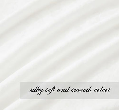 Chezmoi Collection Lux Cream White Crushed Velvet Curtains 2 Panel Set - 84 inches Long Room Darkening Luxury Distressed Velvet Rod Pocket Window Drapes for Living Room Bedroom 50" W x 84" L - color: Cream White