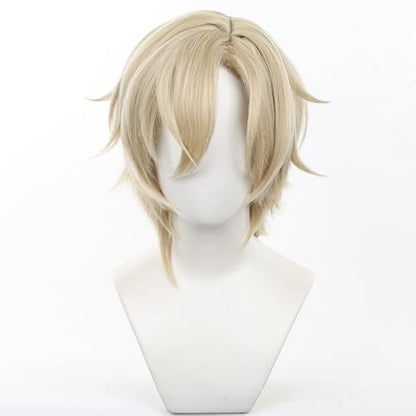 Halloween Blonde Cosplay Wigs HSR Costume Side Bangs Layered Haircut for Men Game COS Saiga Fox Christmas,Comic con,Game Show,Party | Light Blonde Wolf Tail Man Style Side Bangs Layered Haircut Heat Resistant Fiber Comic con,Game Show - color: Blonde