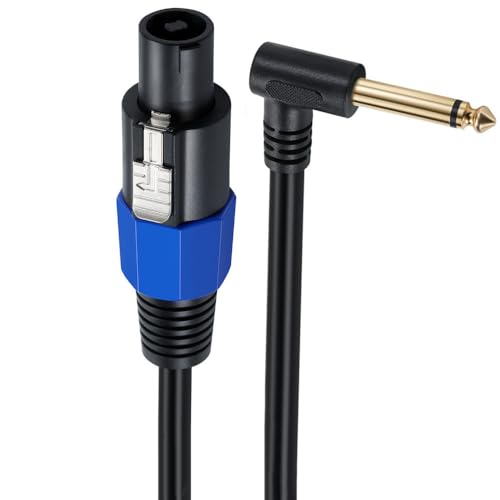 Speakon to 1/4 Mono Speaker Cable - 50cm/0.5FT TD Speakon to 1/4 TS Right Angle Adapter for DJ/PA Speakers - color: Speakon male to 1/4 male Right Angle