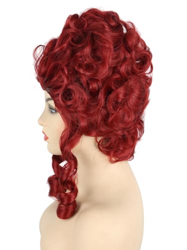 Topcosplay Wine Red Short Big Hair Wig Halloween Costume Cosplay Wigs for Women Baroque Beehive Wig - color: Wine Red