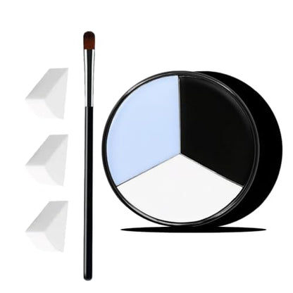 White Black Blue Halloween Face Body Paint with 3PCS Sponge and 1PC Brush, for Baseball, Sports(Eye Black) & Halloween, Face Painting Kit for Skeleton Skull Makeup, Cosplay, SFX Costumes - color: White+Black+Blue