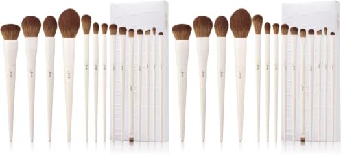 Jessup Makeup Brushes 14Pcs Makeup Brush Set Premium Synthetic Powder Foundation Contour Blush Concealer Eye Shadow Blending Liner Make Up Brush Kit Light Grey T329 (Pack of 2) - color: Light Grey-14pcs, size: Full Brush Set (Pack of 2)