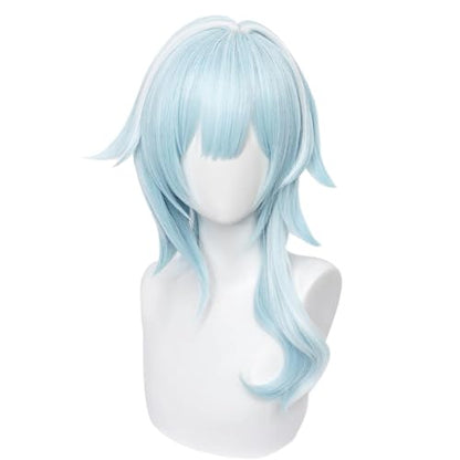 Eula Wig for Women Blue Gradient Shoulder-length Heat Resistan Synthetic Hairs for Unisex Adult Halloween Cos Anime Captain of the Reconnaissance Company Wigs - color: Blue Shoulder-length