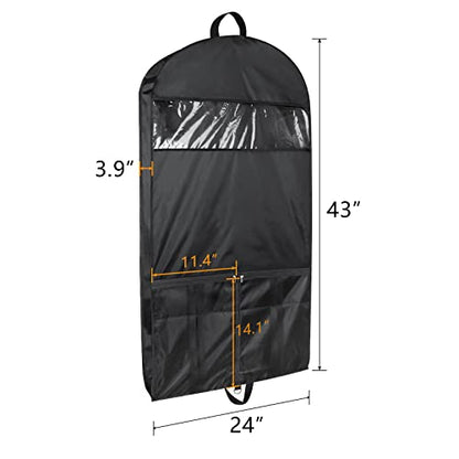 Univivi Garment Bag Suit Bag for Storage and Travel, 43 Inch, Set of 1 | Travel Bag with Mesh Pocket and Transparent Window, Oxford Fabrics, Foldable Washable Suit Cover for Jacket, Suits, Coats - size: 24"X43"- 1pcs -Travel