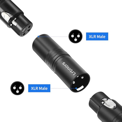 XLR Male to Male Audio Adapter, Black Shell Secure Locking Coupling Connector, 3-Pin Lossless Signal Transmission, Durable XLR Extender for Studio & Stage Equipment Cable Adapter 3-Pack