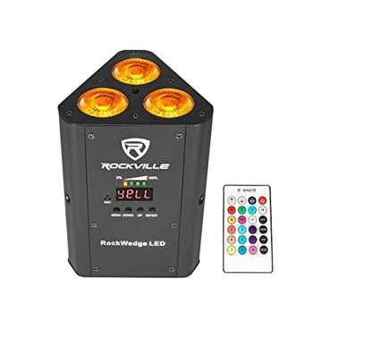 Rockville RockWedge LED 54W RGBWA+UV Rechargeable Wireless DMX Par Light | Built-In 7500mAh Rechargeable Battery, Up to 36 Hours Single Color Runtime, 4 Hour Recharge, 6 or 10 Channel DMX, Black - color: Black